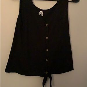 Black tank top with tie in front